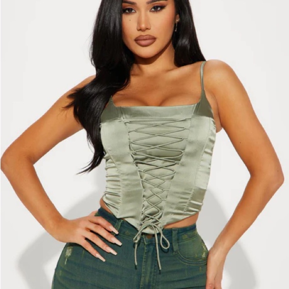 Margot Satin Lace-Up Corset Top NEW 🏷️